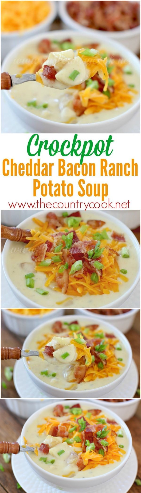 Crockpot Cheddar Bacon Ranch Potato Soup