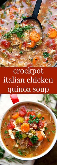 Crockpot Italian Chicken, Quinoa, and Vegetable Soup