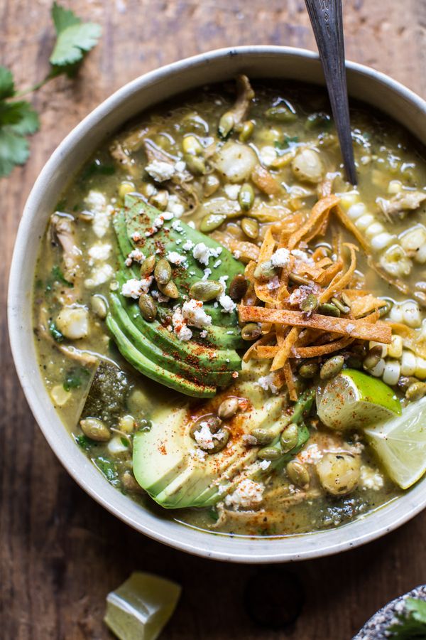 Crockpot Salsa Verde Chicken Pozole