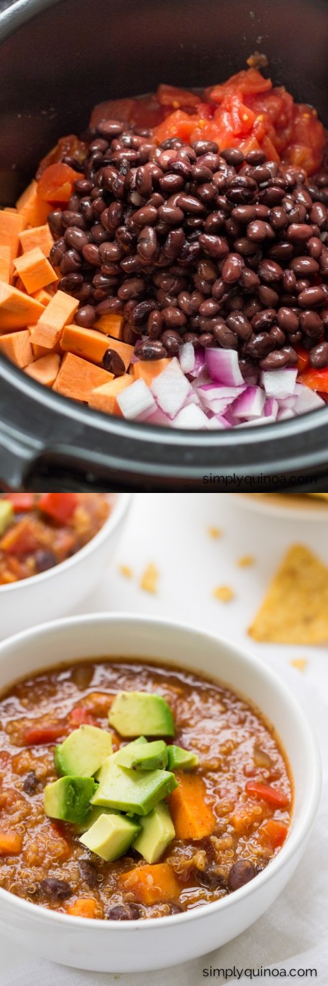 Crockpot Sweet Potato & Black Bean Quinoa Chili