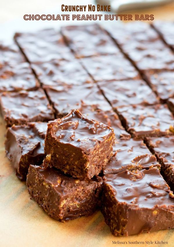 Crunchy No-Bake Chocolate Peanut Butter Bars