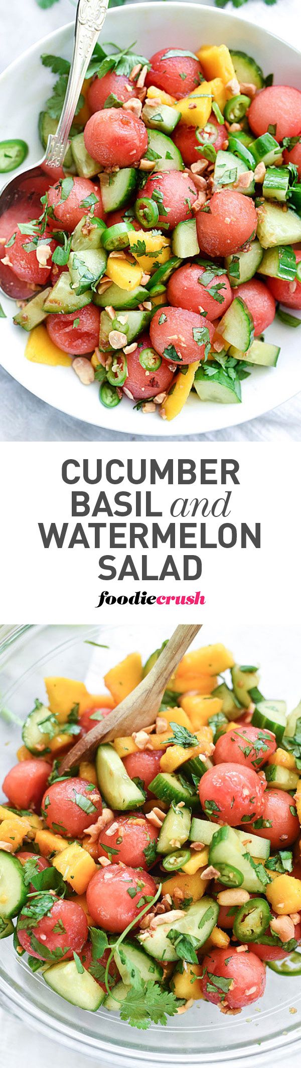 Cucumber Basil and Watermelon Salad with Love and Lemons