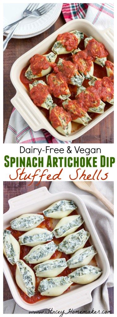 Dairy-Free Spinach Artichoke Dip Stuffed Shells