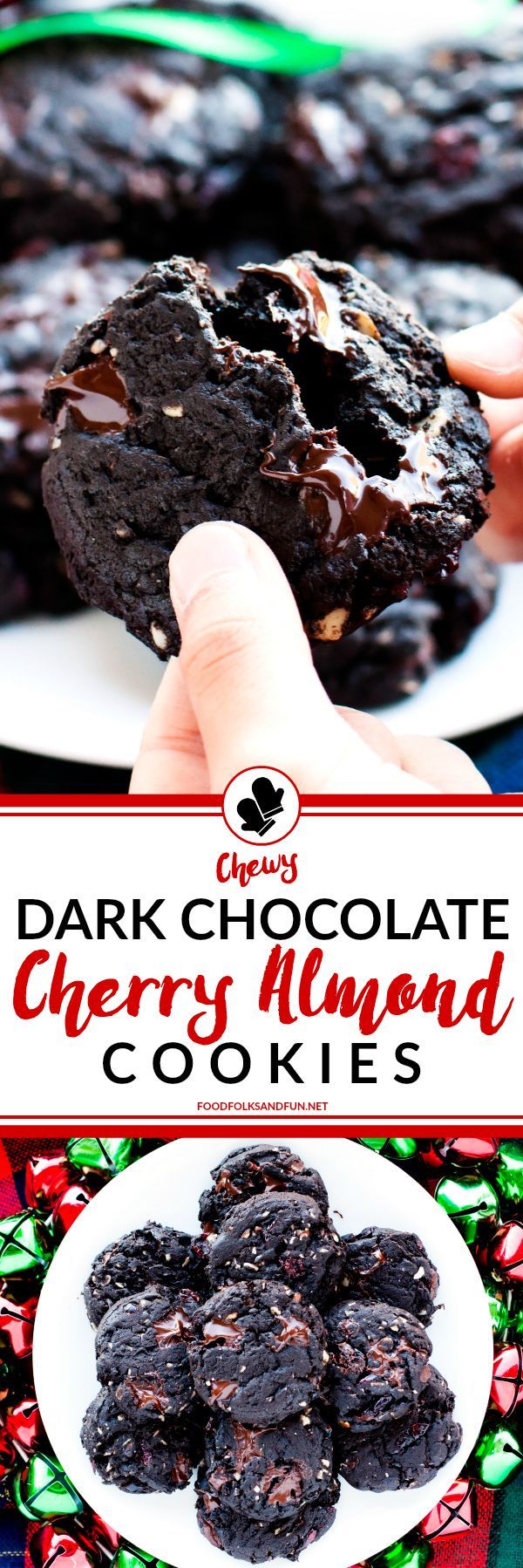 Dark Chocolate Cherry Cookies with Almonds