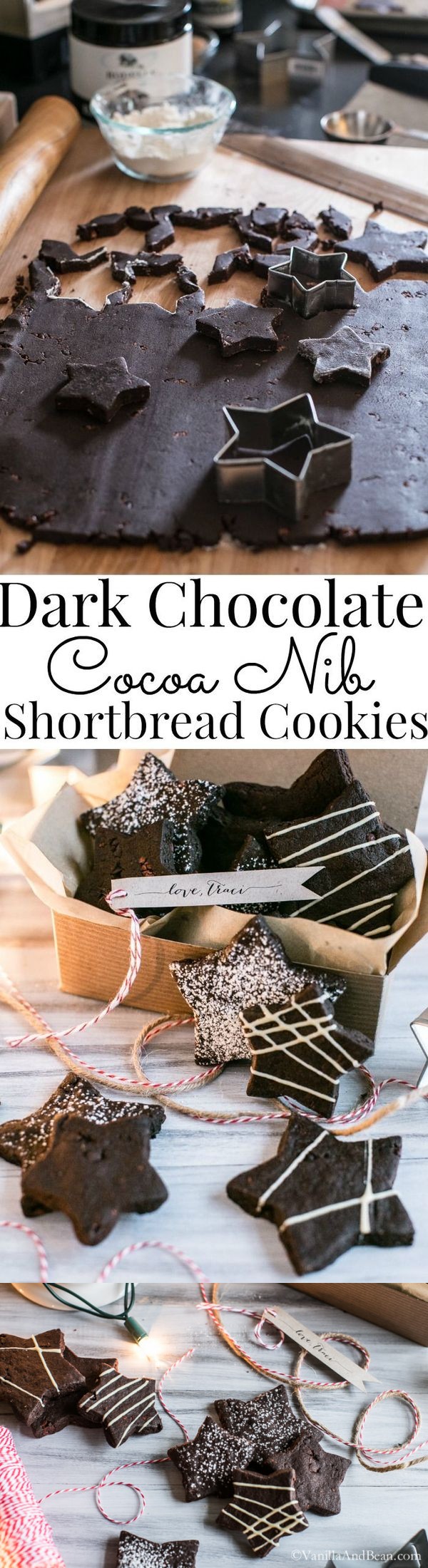 Dark Chocolate Cocoa Nib Shortbread Cookies