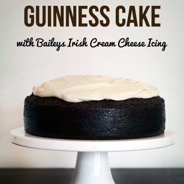 Dark Chocolate Guinness Cake with Baileys Cream Cheese Icing