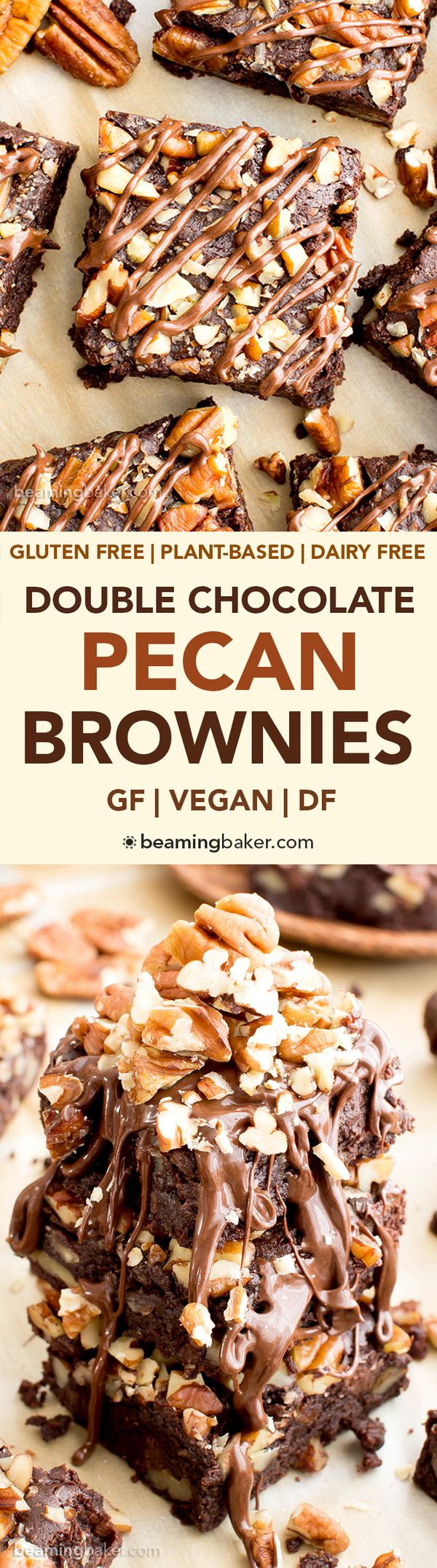 Double Chocolate Pecan Brownies (Vegan, Gluten Free, Dairy Free