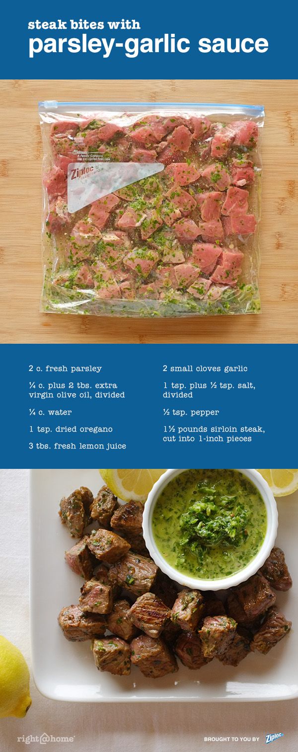 Easy Appetizer: Steak Bites With Parsley-Garlic Sauce