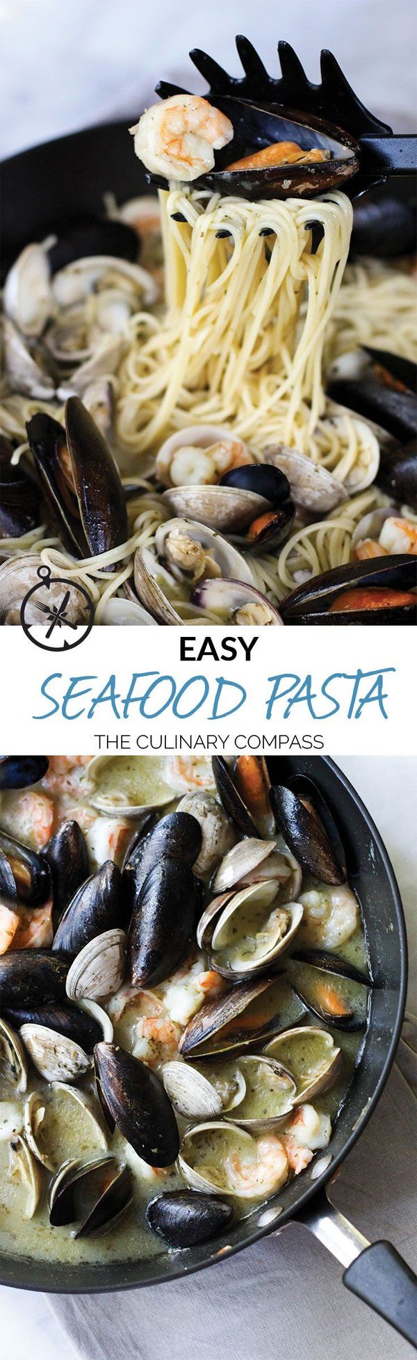 Easy Seafood Pasta with White Wine Butter Sauce