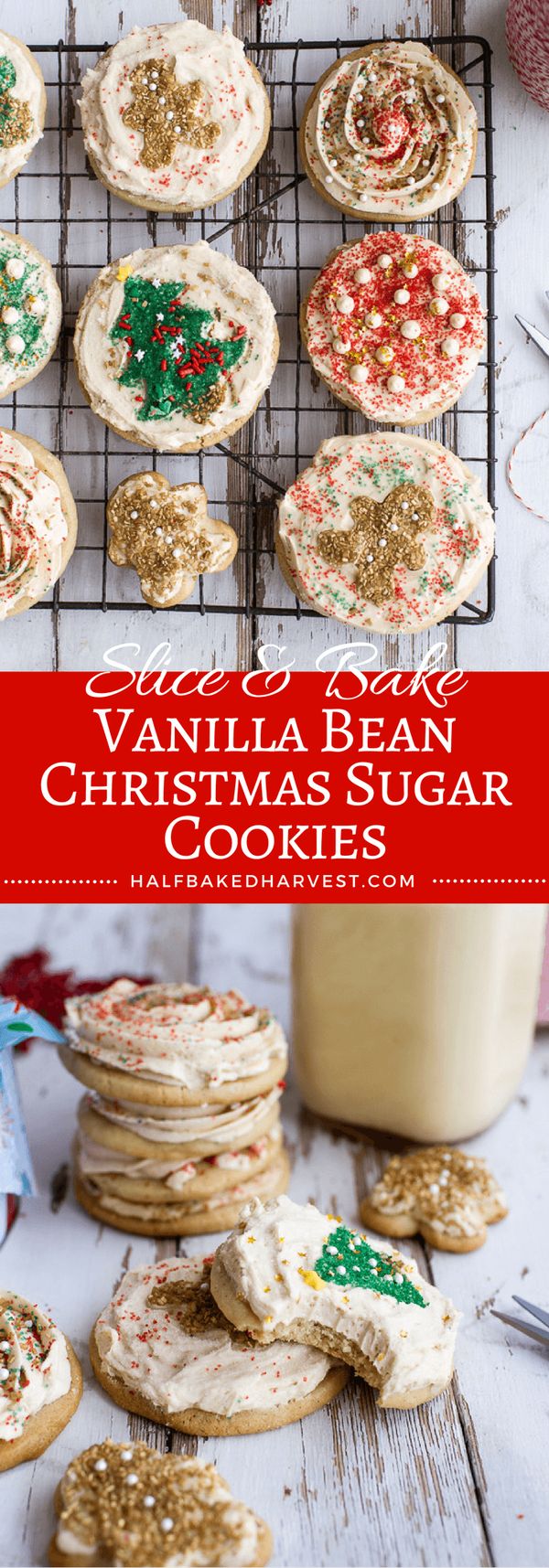 Easy Slice ‘n’ Bake Vanilla Bean Christmas Sugar Cookies w/Whipped Buttercream