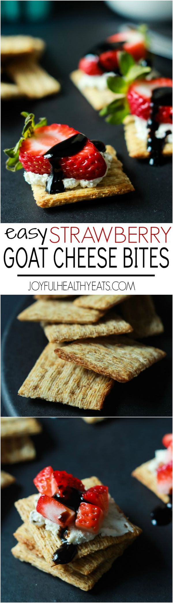 Easy Strawberry Goat Cheese Bites with Balsamic Reduction