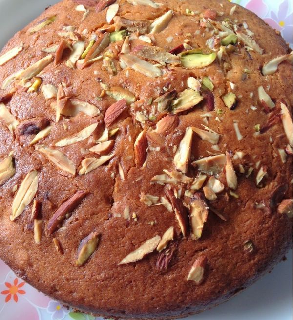 Eggless Wholewheat And Orange Almond Cake