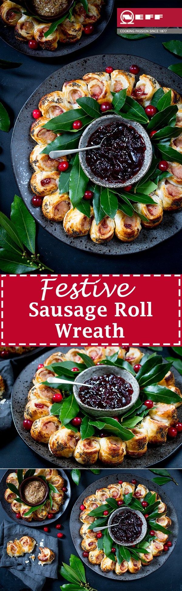 Festive Sausage Roll Wreath With Honey Mustard Glaze