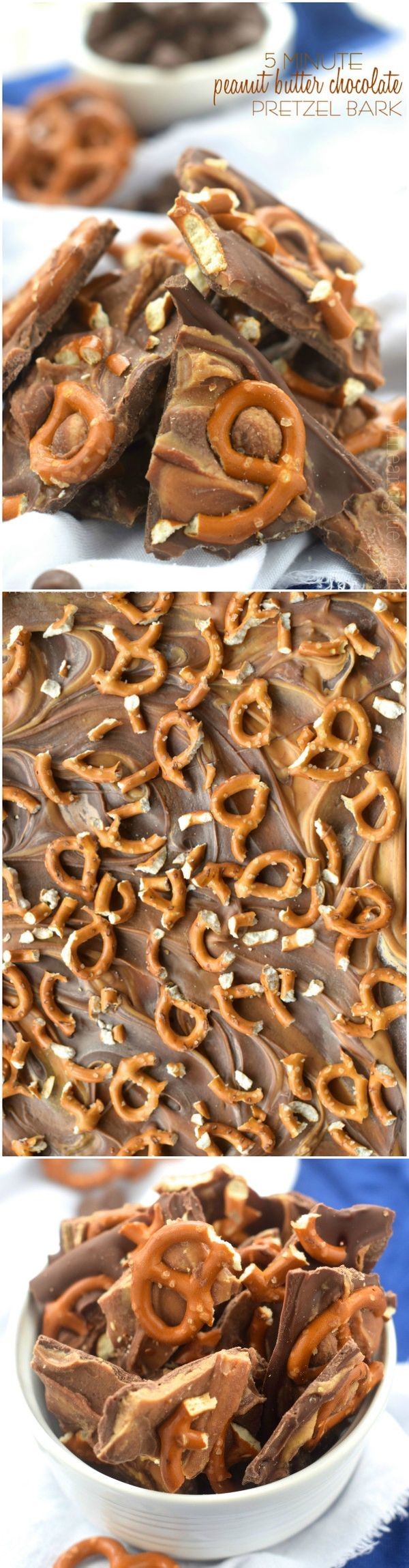 Five Minute Peanut Butter Chocolate Pretzel Bark