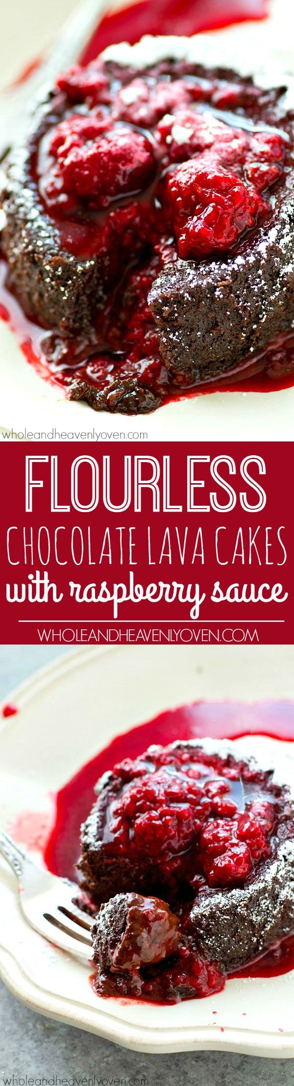 Flourless Chocolate Lava Cakes with Raspberry Sauce