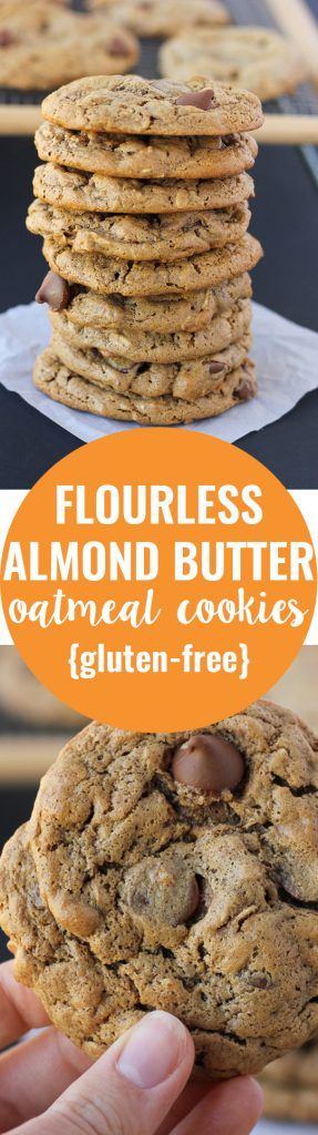 Flourless Oatmeal Almond Butter Chocolate Chip Cookies (Gluten-Free, Dairy-Free