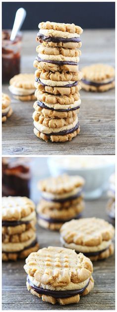 Flourless Peanut Butter Chocolate Ganache Sandwich Cookies