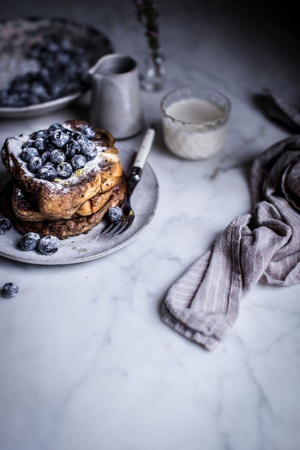 Fluffy london fog french toast + sugared blueberries