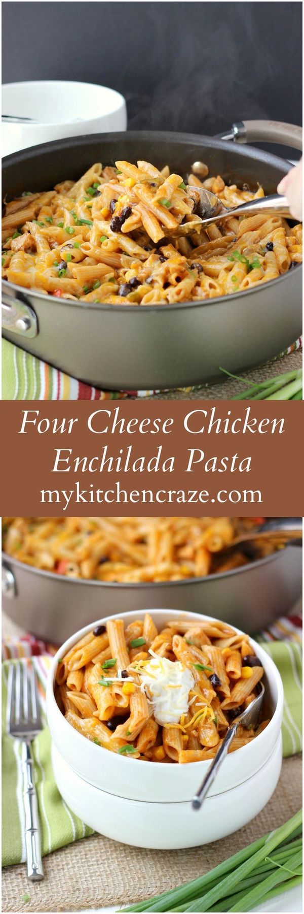 Four Cheese Chicken Enchilada Pasta