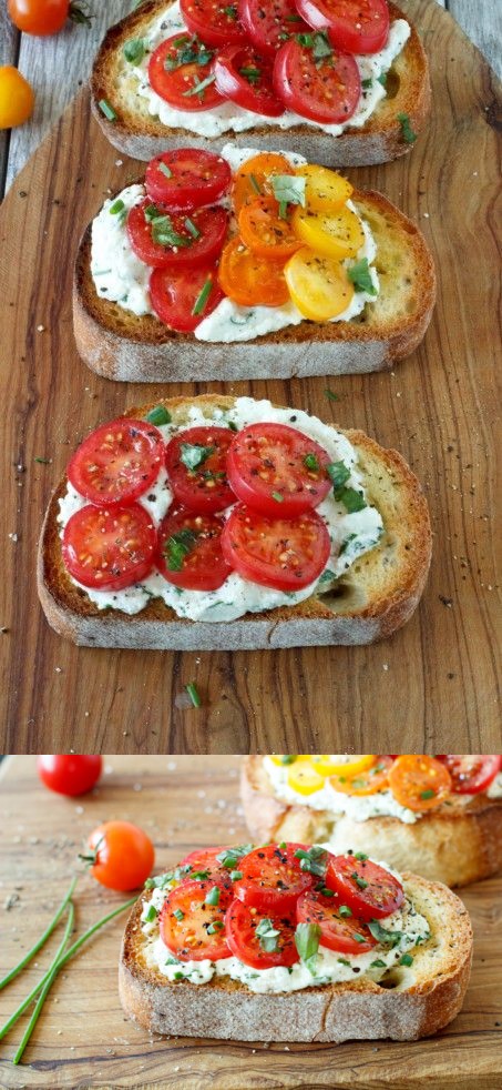 Fresh Tomato and Herbed Ricotta Bruschetta