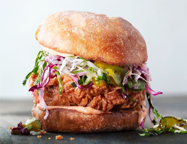 Fried Chicken Sandwiches with Slaw and Spicy Mayo