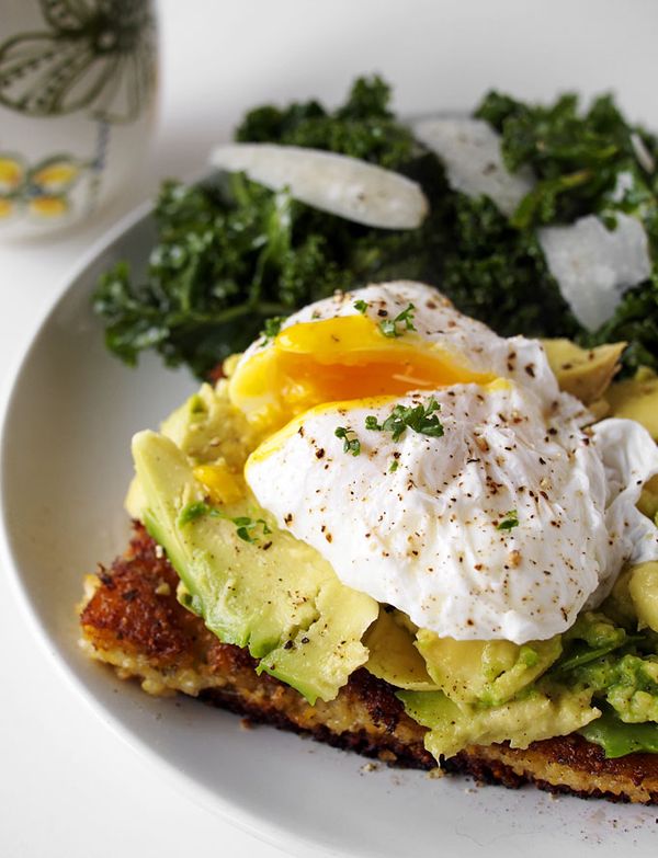 Fried Polenta, Avocado, & Poached Egg Breakfast (plus, KALE!