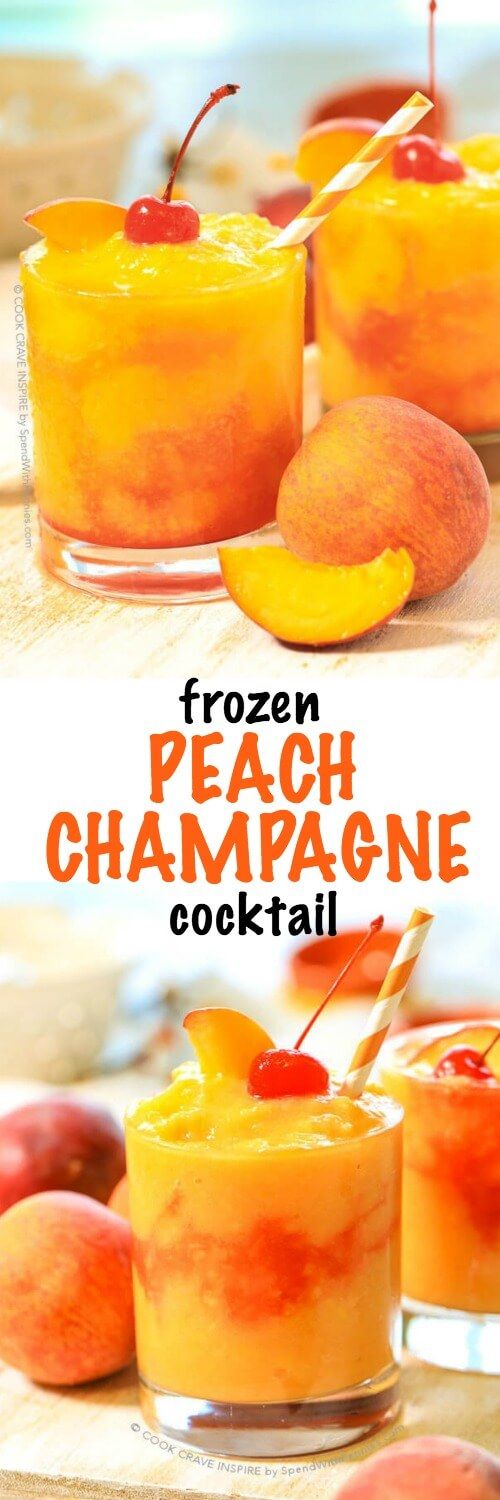 Frozen Peach Champagne Cocktail