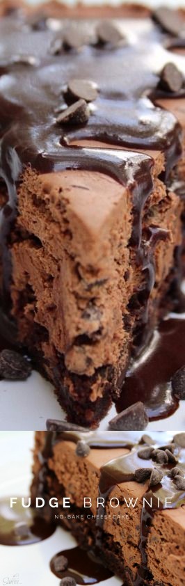 Fudge Brownie No-Bake Cheesecake