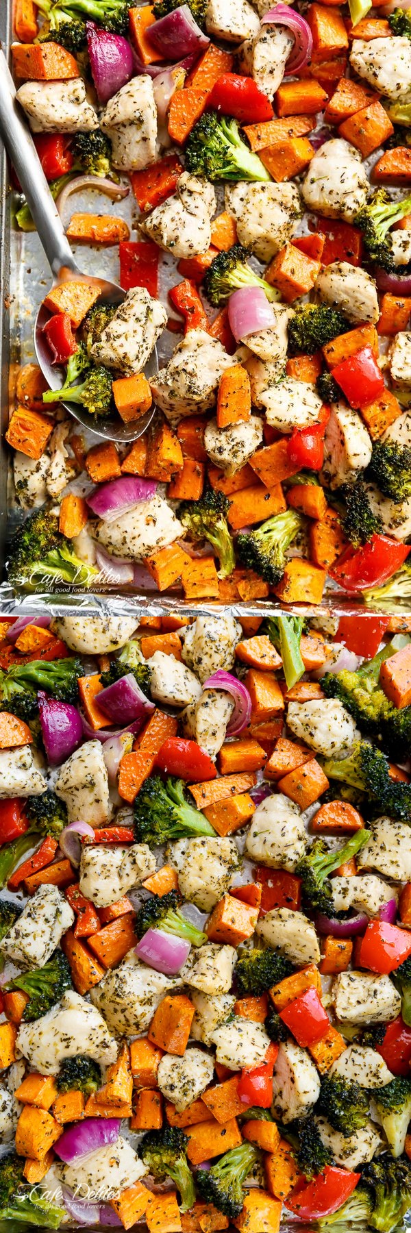 Garlic Herb Chicken & Sweet Potato Sheet Pan Meal Prep