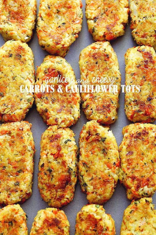 Garlicky & Cheesy Carrots and Cauliflower Tots