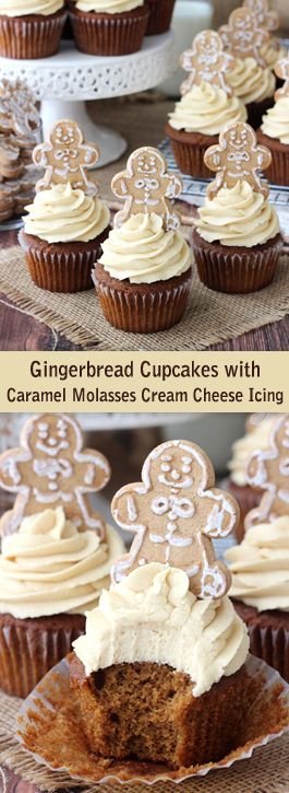 Gingerbread Cupcakes with Caramel Molasses Icing