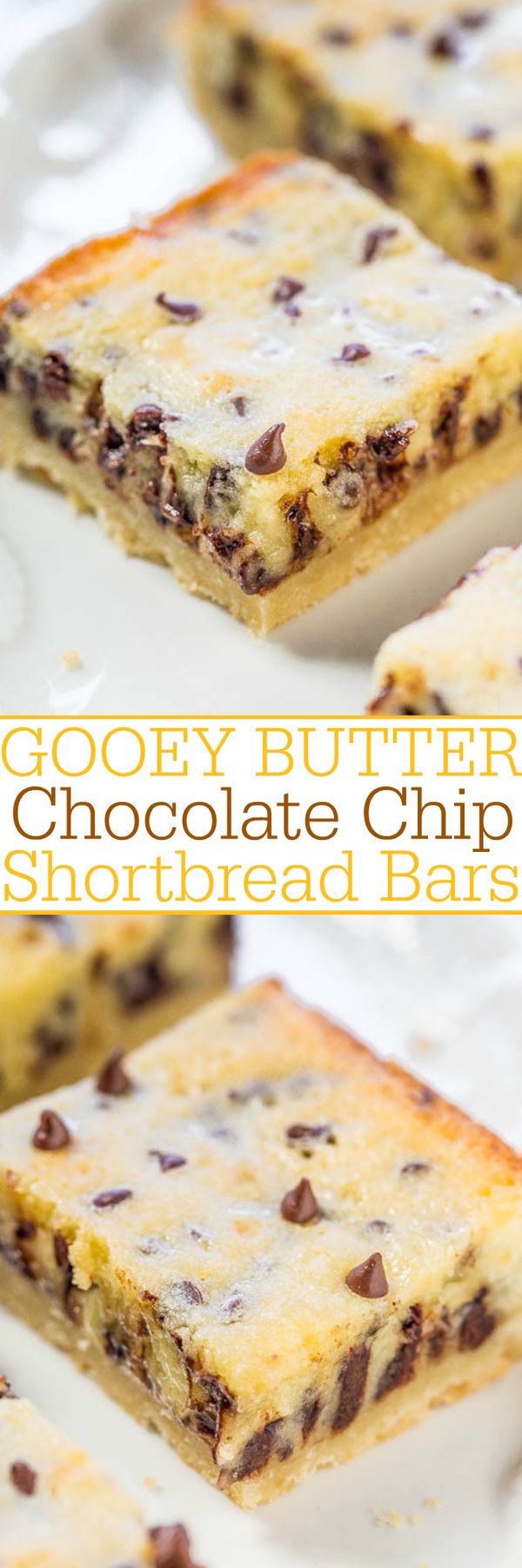 Gooey Butter Chocolate Chip Shortbread Bars