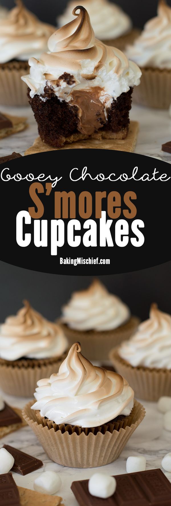 Gooey Chocolate S’mores Cupcakes