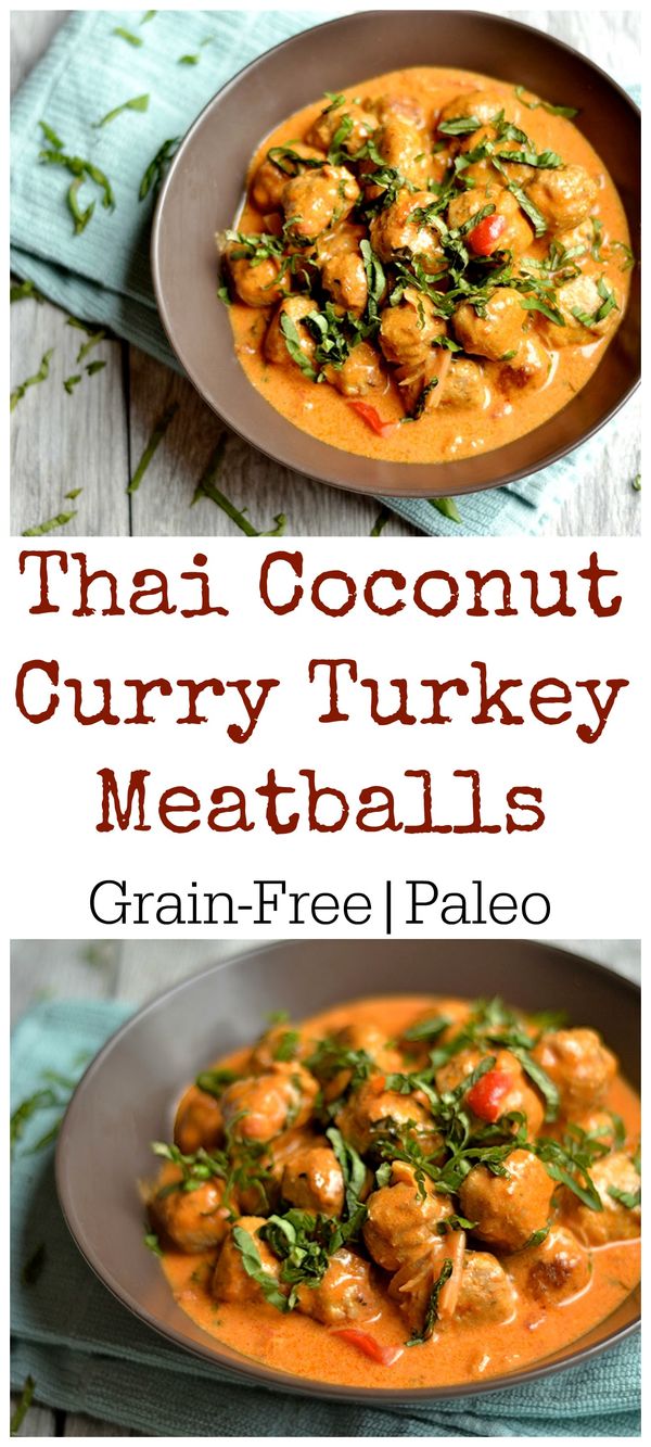 Grain-Free Thai Coconut Curry Turkey Meatballs