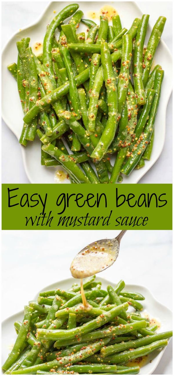 Green beans with mustard butter sauce