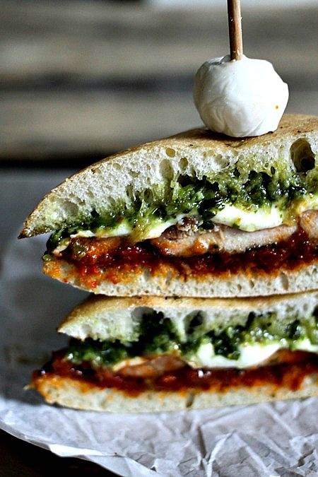 Grilled Chicken Melt with Sun-Dried Tomato Spread and Pesto