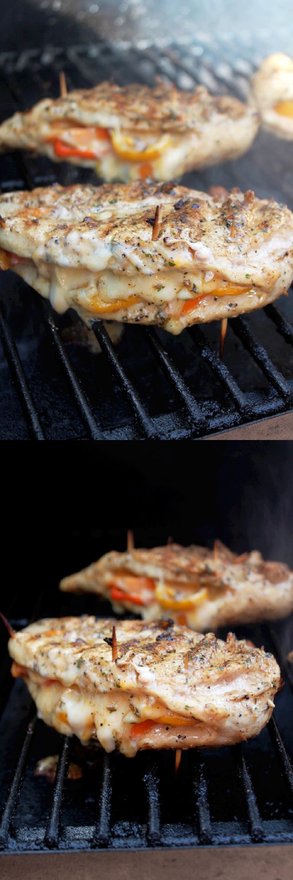 Grilled Chicken Stuffed with Cheese and Peppers