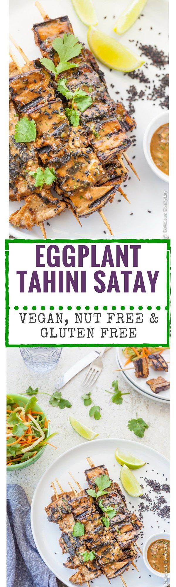 Grilled Eggplant Tahini Satay Kebabs