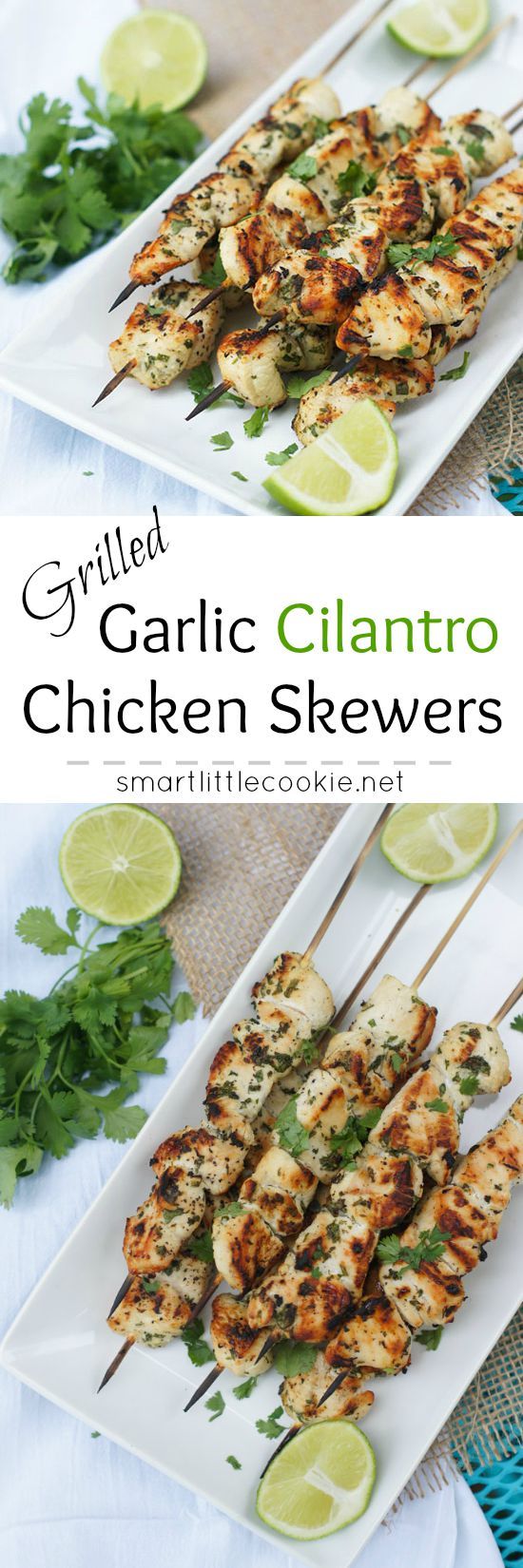 Grilled Garlic Cilantro Chicken Skewers