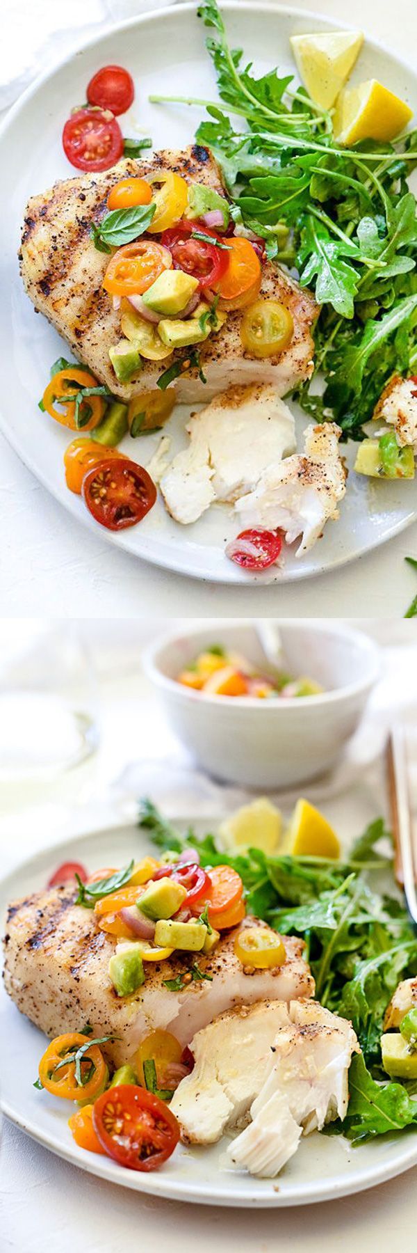 Grilled Halibut with Tomato Avocado Salsa