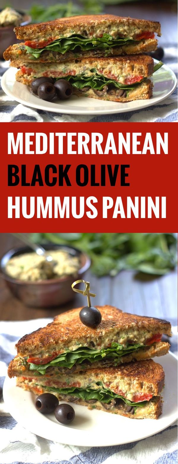 Grilled Mediterranean Black Olive Hummus Panini Sandwiches