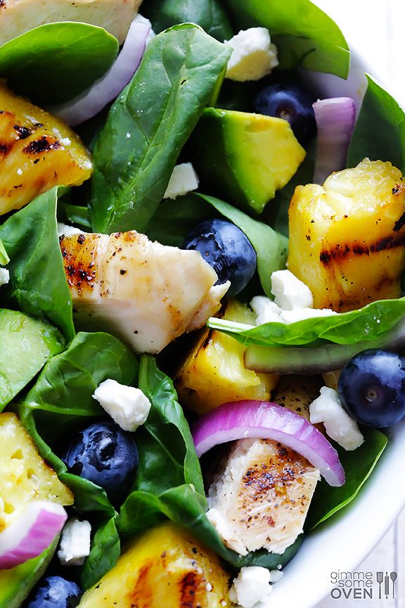 Grilled Pineapple, Chicken and Avocado Salad