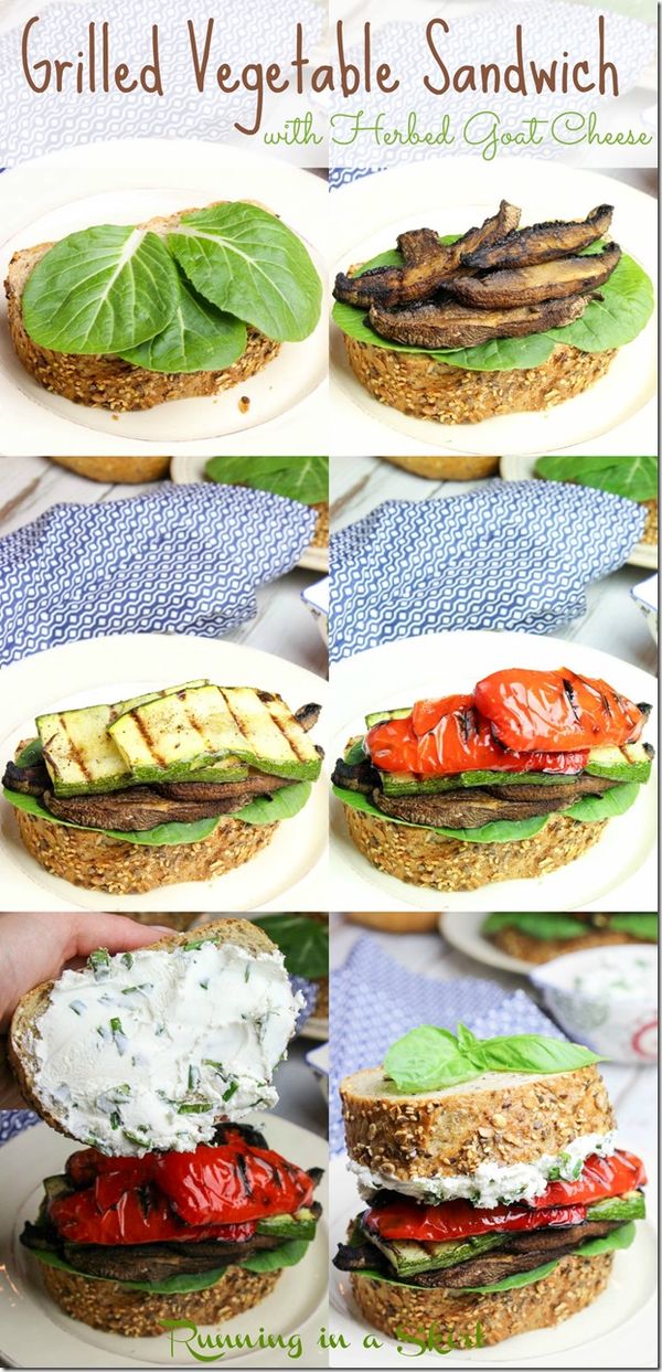 Grilled Vegetable Sandwich with Herbed Goat Cheese