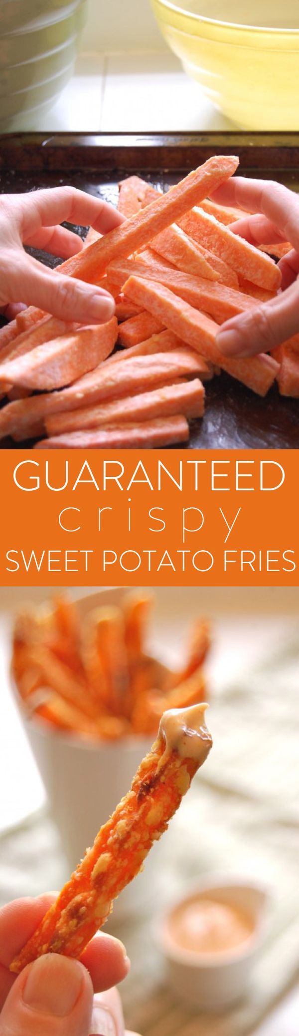 Guaranteed Crispy Sweet Potato Fries & Sriracha Mayo Dip