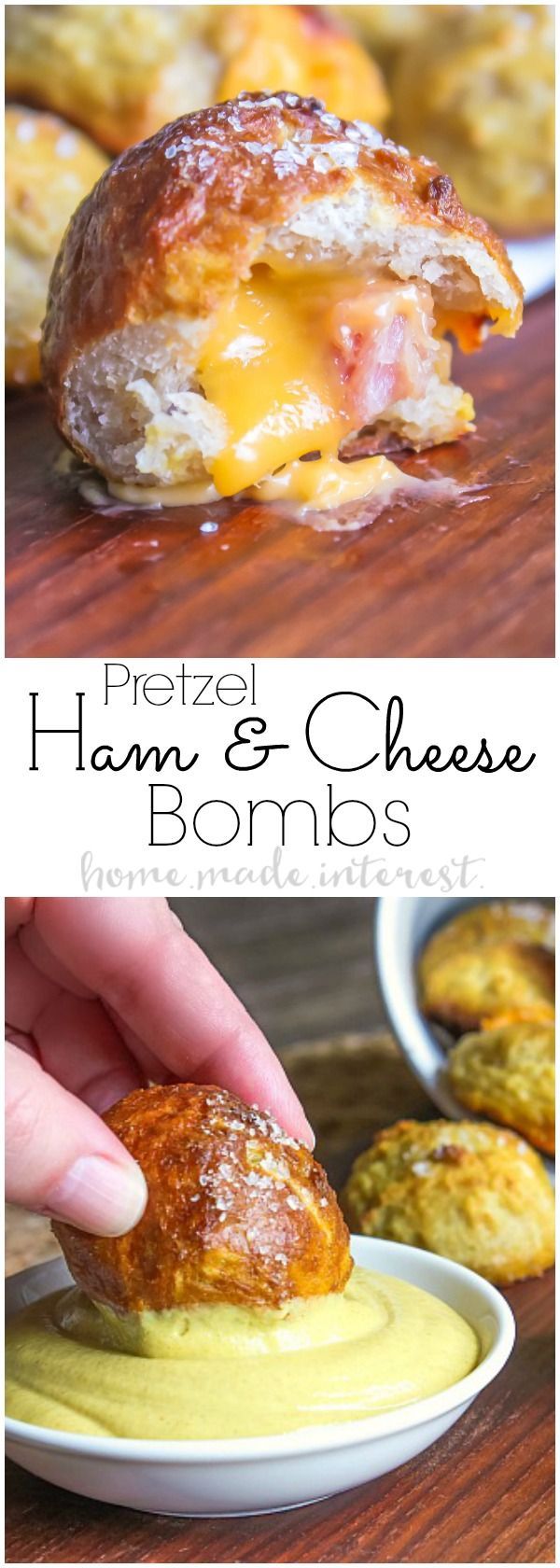 Ham and Cheese Pretzel Bombs