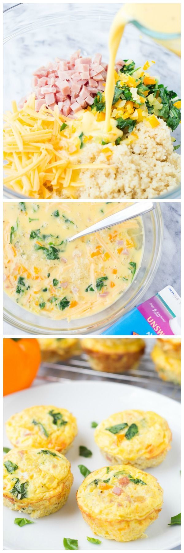 Ham, Cheese, and Veggie Quinoa Frittatas