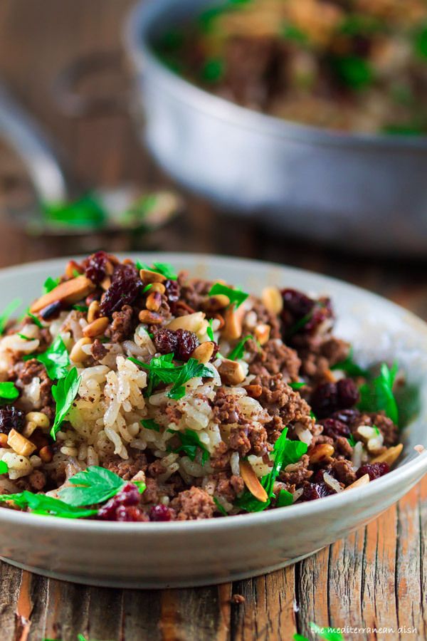 Hashweh, Ground Beef and Rice Recipe with Nuts and Raisins