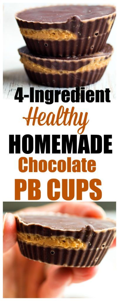 Healthy 4-Ingredient Chocolate Peanut Butter Cups