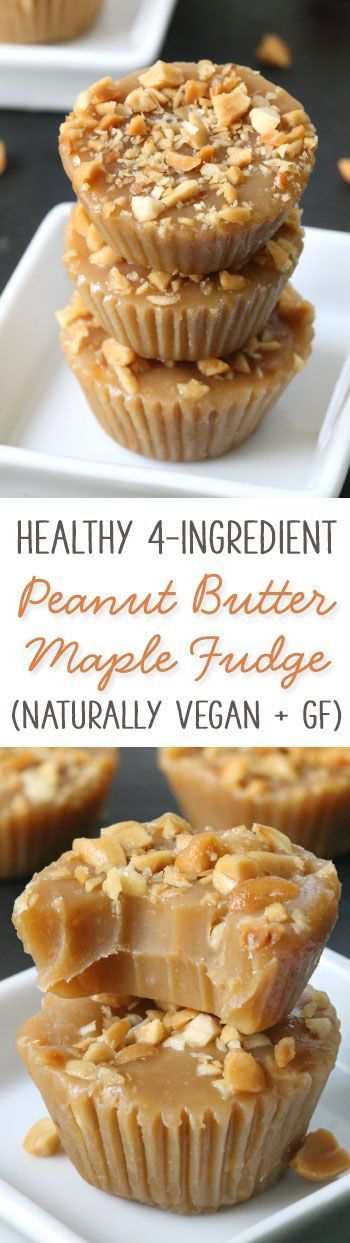 Healthy 4-Ingredient Maple Peanut Butter Fudge (naturally vegan, gluten-free