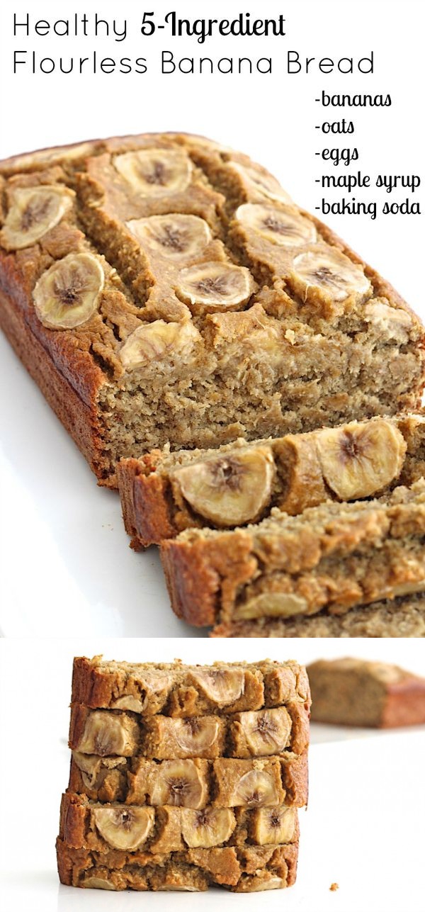 Healthy 5-Ingredient Flourless Banana Bread